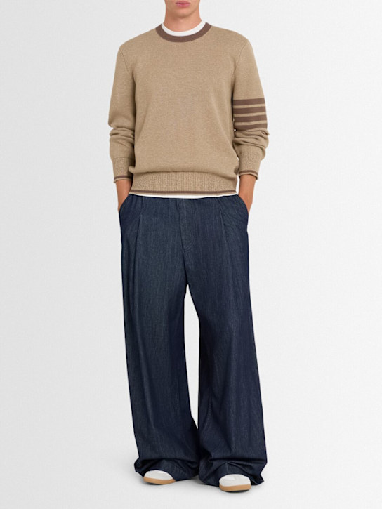 Thom Browne: Milano stitch cotton crewneck sweater - men_1 | Luisa Via Roma