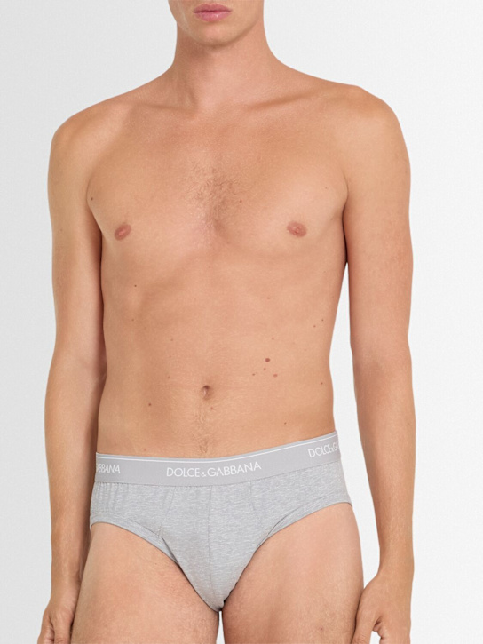 Dolce&Gabbana: ストレッチジャージーブリーフ 2枚パック - ダークグレー - men_1 | Luisa Via Roma