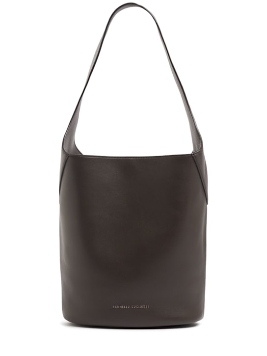 Brunello Cucinelli: Glossy nappa tote bag - Burgundy - women_0 | Luisa Via Roma