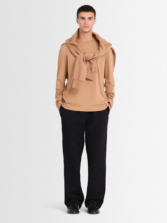 The Core: Long-sleeve cotton jersey t-shirt - Camel - men_1 | Luisa Via Roma