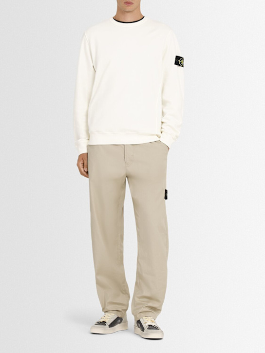 Stone Island: Sweatshirt aus Baumwolle - Elfenbein - men_1 | Luisa Via Roma