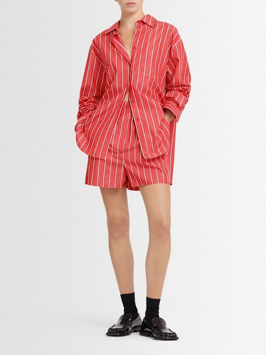 The Frankie Shop: Lui striped cotton poplin shorts - Red/White - women_1 | Luisa Via Roma
