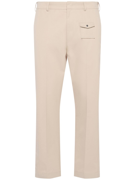 Moncler: Tailored cotton gabardine pants - Light Beige - men_0 | Luisa Via Roma