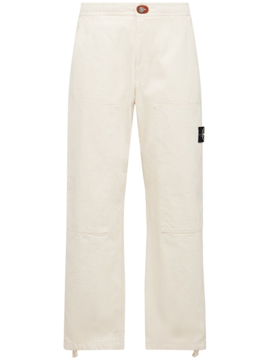 Stone Island: Raw Beauty cotton gabardine pants - Ivory - men_0 | Luisa Via Roma