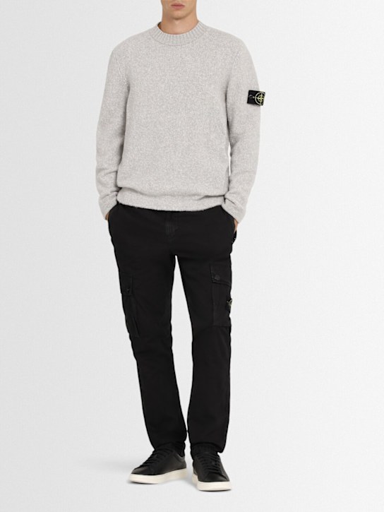 Stone Island: Pullover aus Wollmischung - Grau Melange - men_1 | Luisa Via Roma