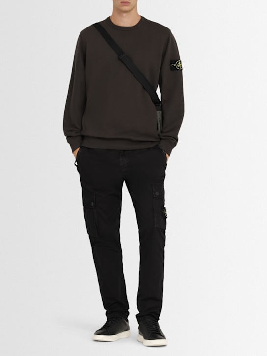 Stone Island: 拉绒棉质卫衣 - Lead Grey - men_1 | Luisa Via Roma