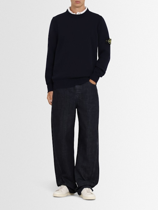 Stone Island: Pullover aus Wollmischung - Dunkelblau - men_1 | Luisa Via Roma