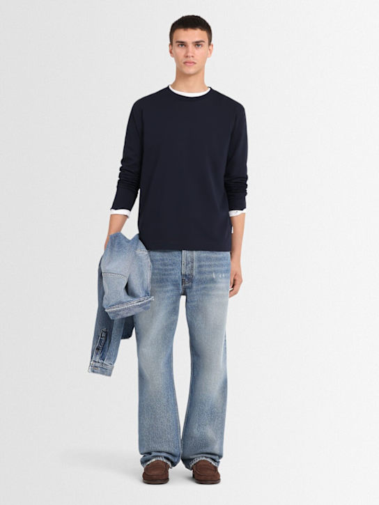 The Core: Long-sleeve cotton jersey t-shirt - Blue - men_1 | Luisa Via Roma