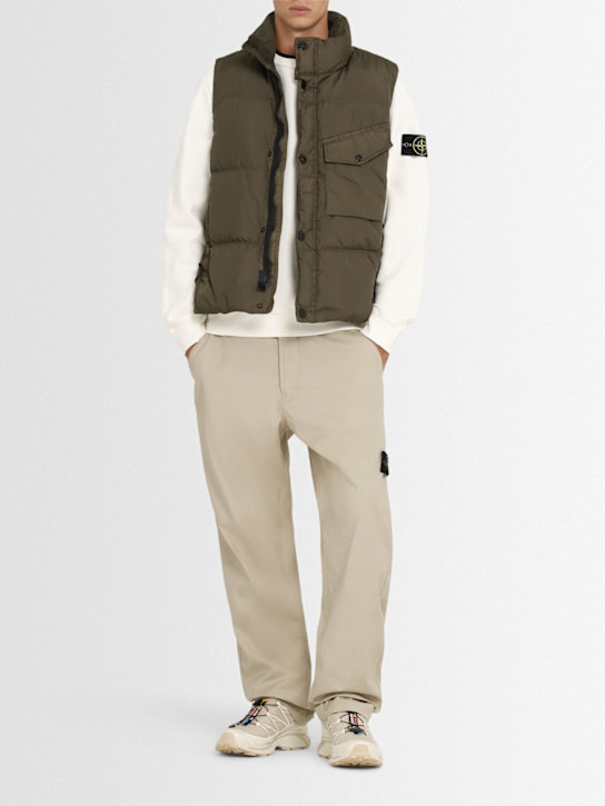Stone Island: Nylon down vest - Military Green - men_1 | Luisa Via Roma