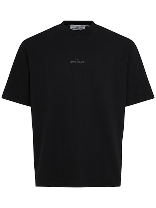 Stone Island: S/s cotton jersey t-shirt - Black - men_0 | Luisa Via Roma