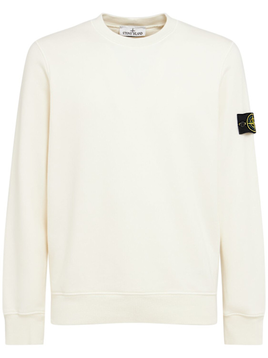 Stone Island: Cotton sweatshirt - アイボリー - men_0 | Luisa Via Roma