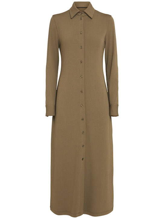 Fluid viscose blend jersey shirt dress - Thumbnail 1