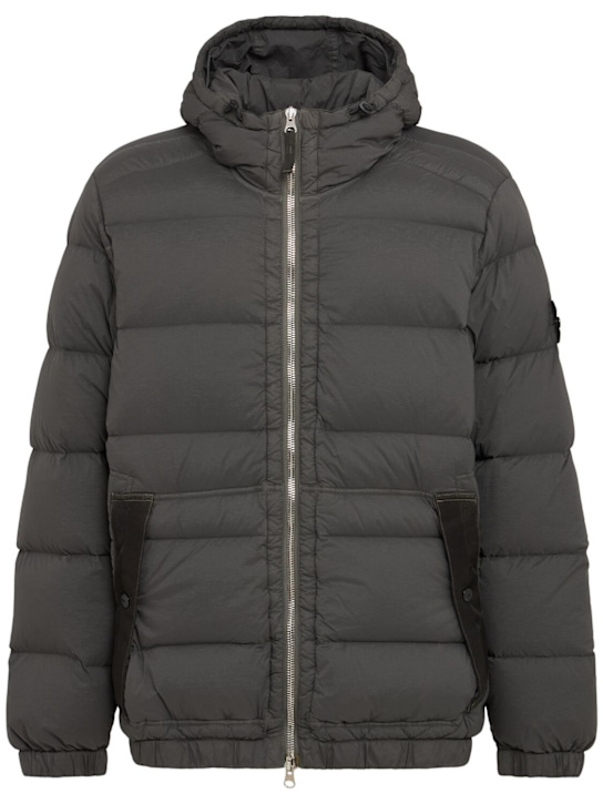 Stone Island: Nylon down jacket - Lead Grey - men_0 | Luisa Via Roma
