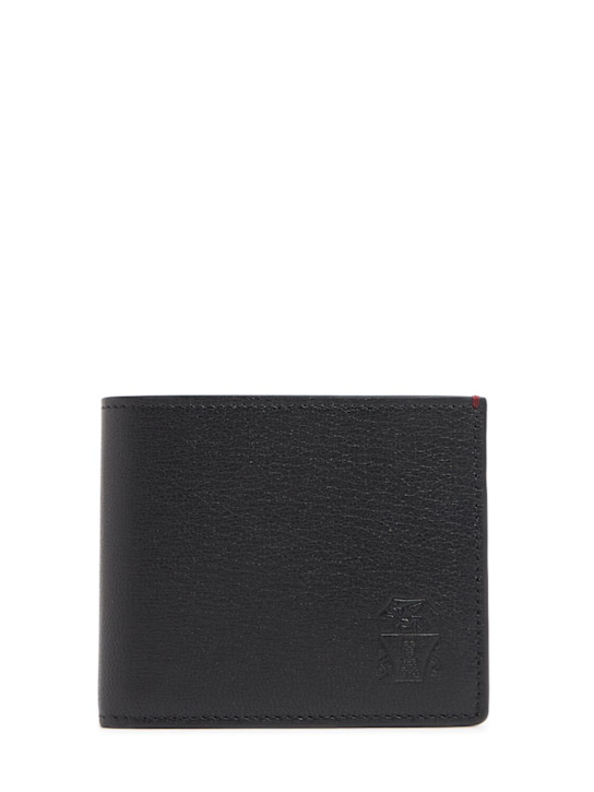 Brunello Cucinelli: Logo leather billfold wallet - men_0 | Luisa Via Roma