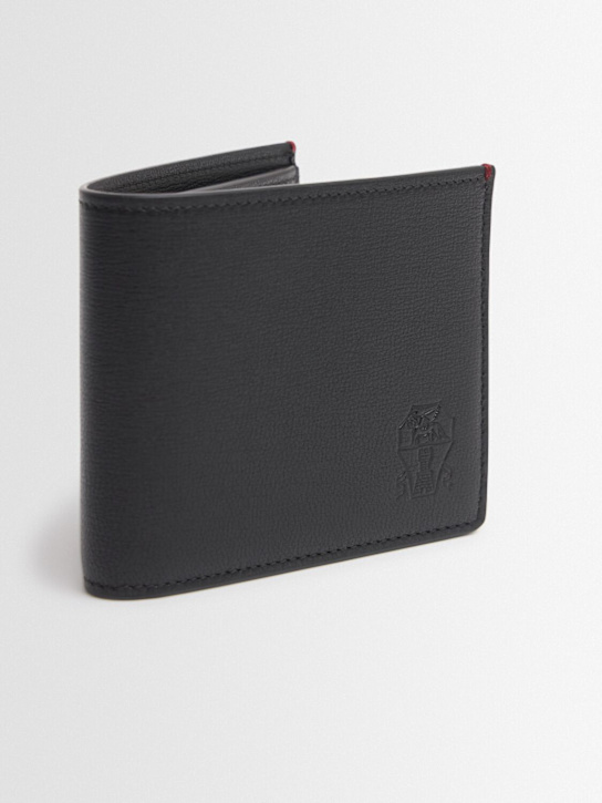 Brunello Cucinelli: Logo leather billfold wallet - men_1 | Luisa Via Roma