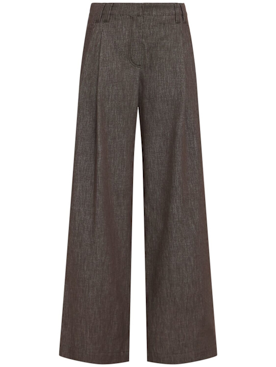 Brunello Cucinelli: Wide pence jeans - Brown - women_0 | Luisa Via Roma