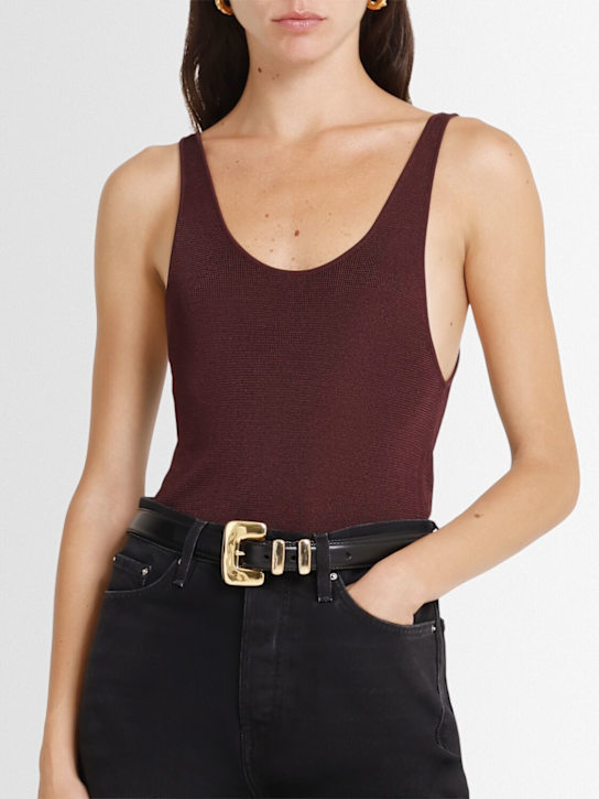 Déhanche: Tetra leather belt - Black/Gold - women_1 | Luisa Via Roma