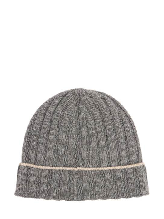 Brunello Cucinelli: Gorro beanie de punto de cashmere - Grigio Scuro - men_0 | Luisa Via Roma