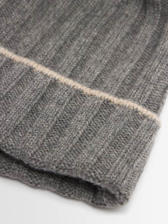 Brunello Cucinelli: Gorro beanie de punto de cashmere - Grigio Scuro - men_1 | Luisa Via Roma