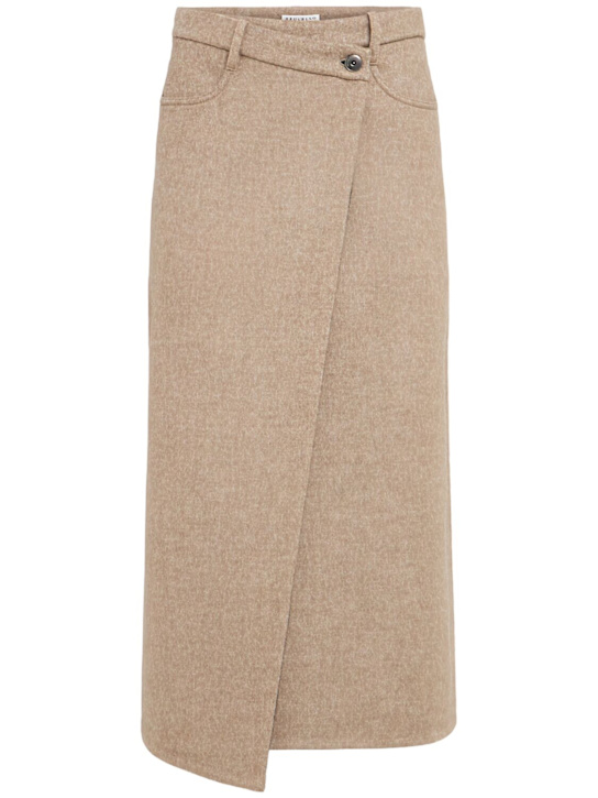 Brunello Cucinelli: Wool skirt - Brown - women_0 | Luisa Via Roma