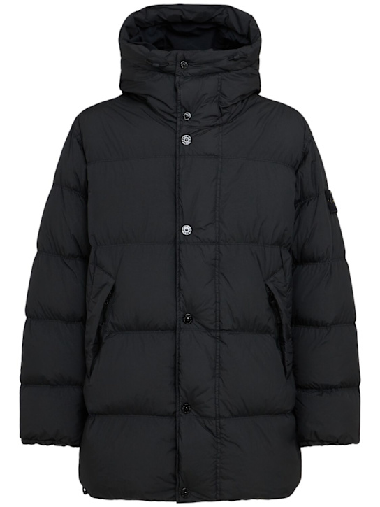 Stone Island: Short nylon down parka - ブラック - men_0 | Luisa Via Roma