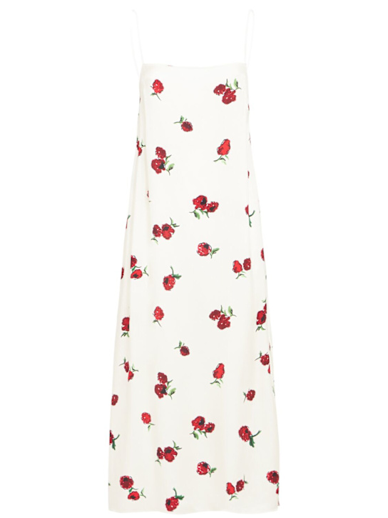 Khaite: Sicily printed viscose twill midi dress - Raspberry/Cream - women_0 | Luisa Via Roma