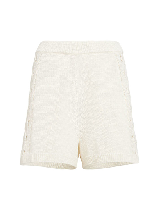 Loulou De Saison: Andel embroidered knit shorts - Ivory - women_0 | Luisa Via Roma