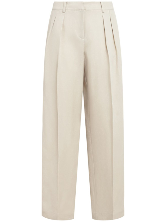 The Frankie Shop: Daytona pleated linen blend pants - Beige - women_0 | Luisa Via Roma