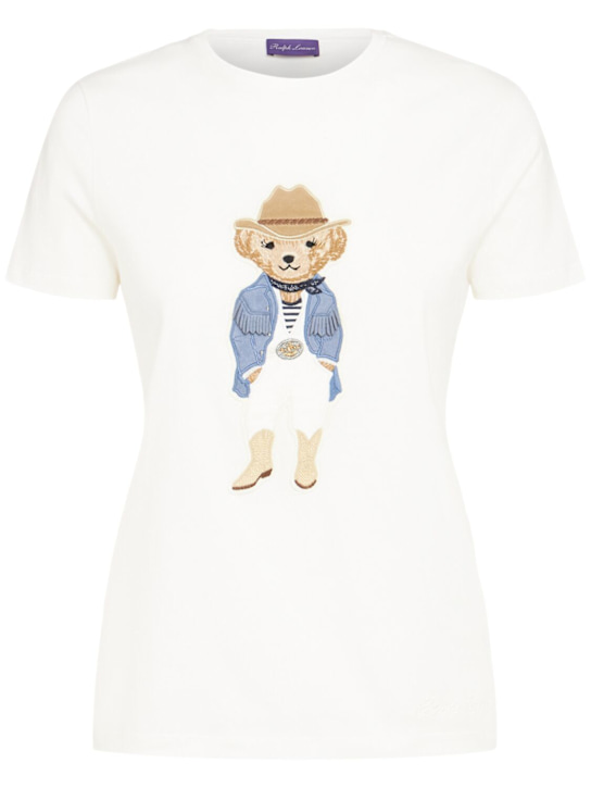 Ralph Lauren Collection: Bear short sleeve cotton t-shirt - women_0 | Luisa Via Roma