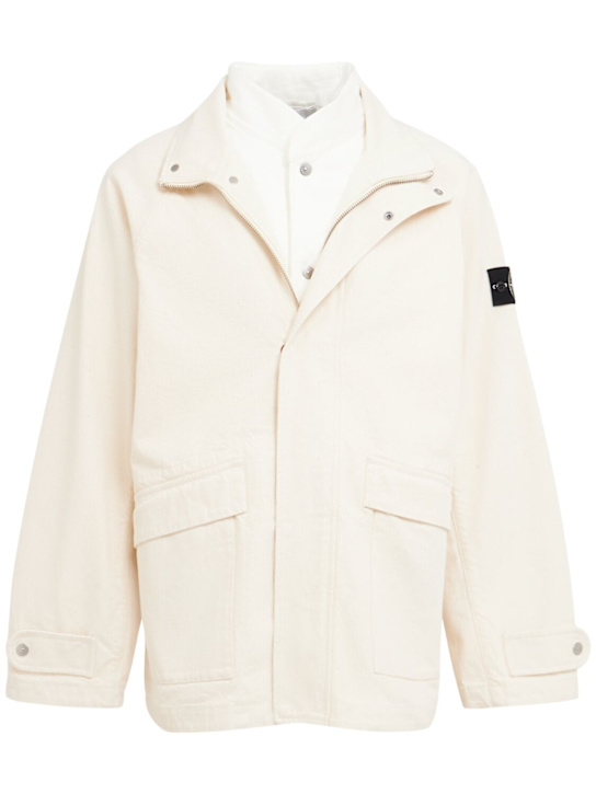 Stone Island: Raw Beauty cotton short parka - Ivory - men_0 | Luisa Via Roma
