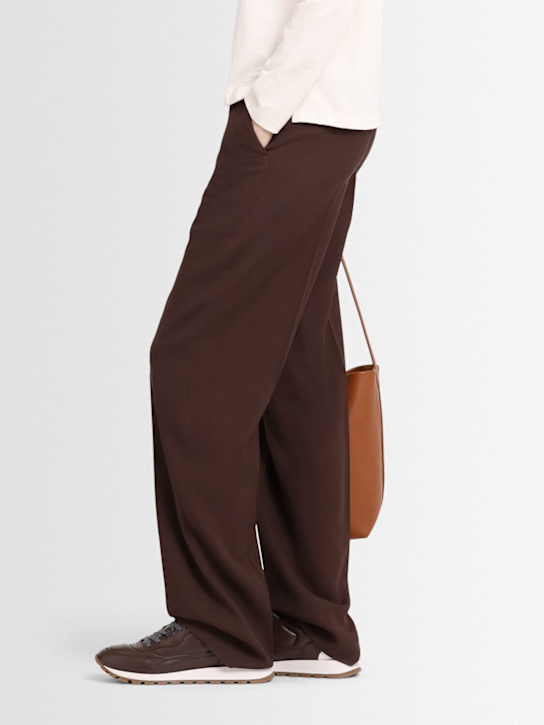 Brunello Cucinelli: Leather lace-up sneakers - Dark Brown - women_1 | Luisa Via Roma