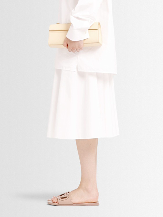 Valentino Garavani: 10mm Vlogo leather slide sandals - Rose Cannelle - women_1 | Luisa Via Roma