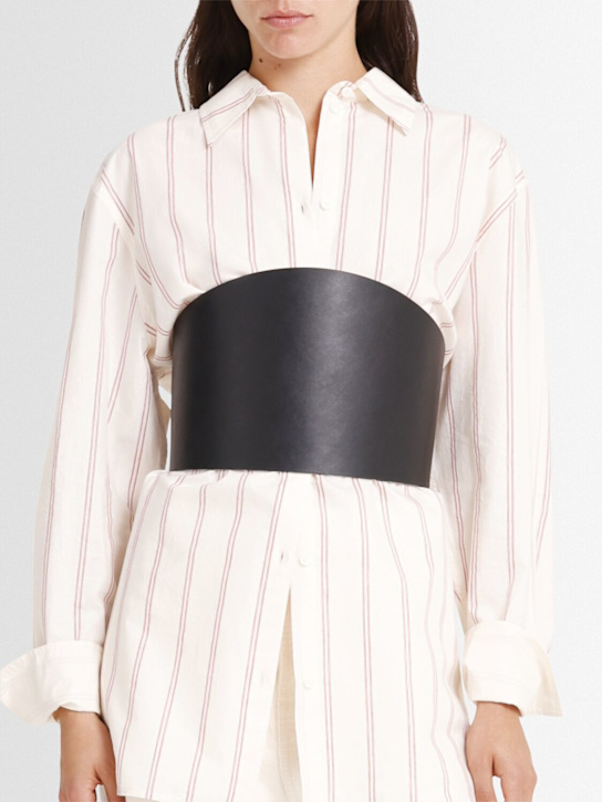 Déhanche: Undone Corset buckled leather belt - Black/Silver - women_1 | Luisa Via Roma