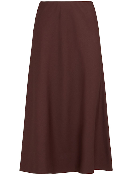 Brunello Cucinelli: Midirock aus Wollmischgabardine - Dunkelburgunder - women_0 | Luisa Via Roma