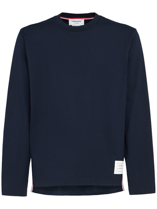 Thom Browne: Oversized cotton long sleeve t-shirt - men_0 | Luisa Via Roma
