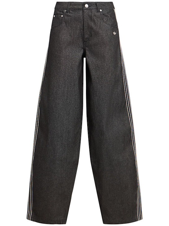 adidas Originals: 3-Stripe Essentials denim pants - True Black - women_0 | Luisa Via Roma
