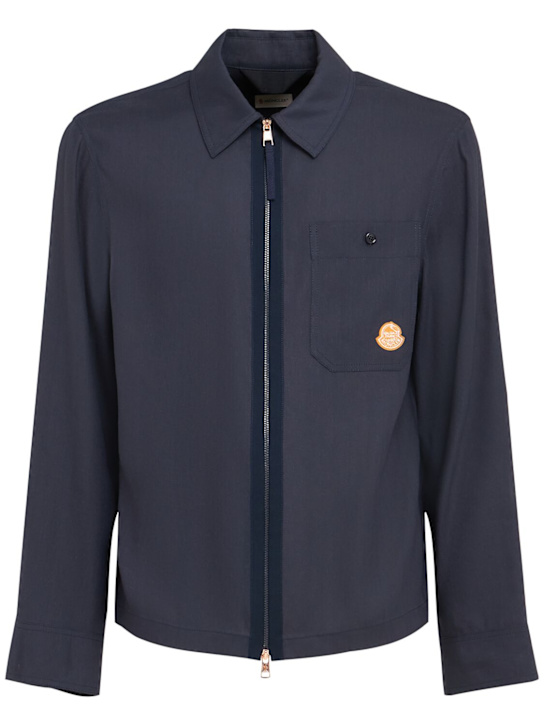 Moncler Genius: Moncler x Gilga Farm linen blend shirt - Navy - men_0 | Luisa Via Roma