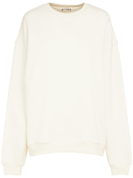 Éterne: Cotton blend crewneck sweatshirt - Cream - women_0 | Luisa Via Roma
