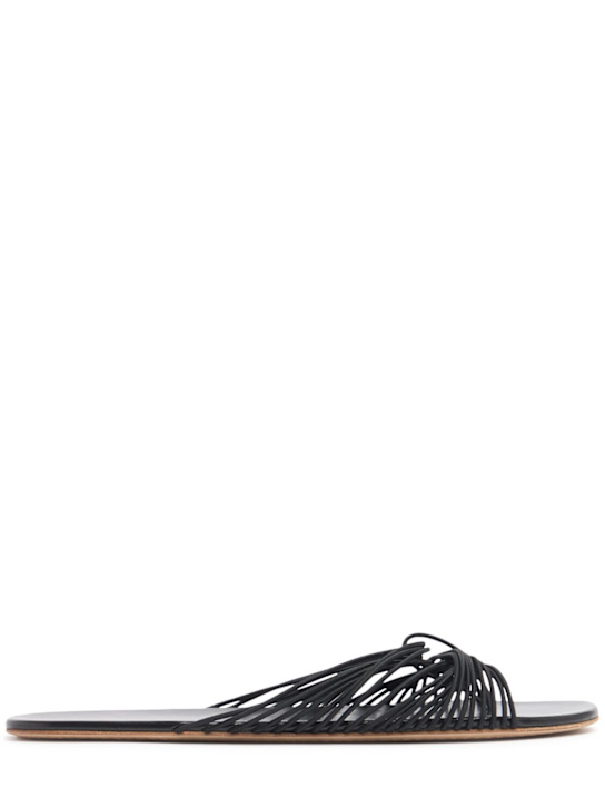 The Row: Sara flat thong slides - Black - women_0 | Luisa Via Roma