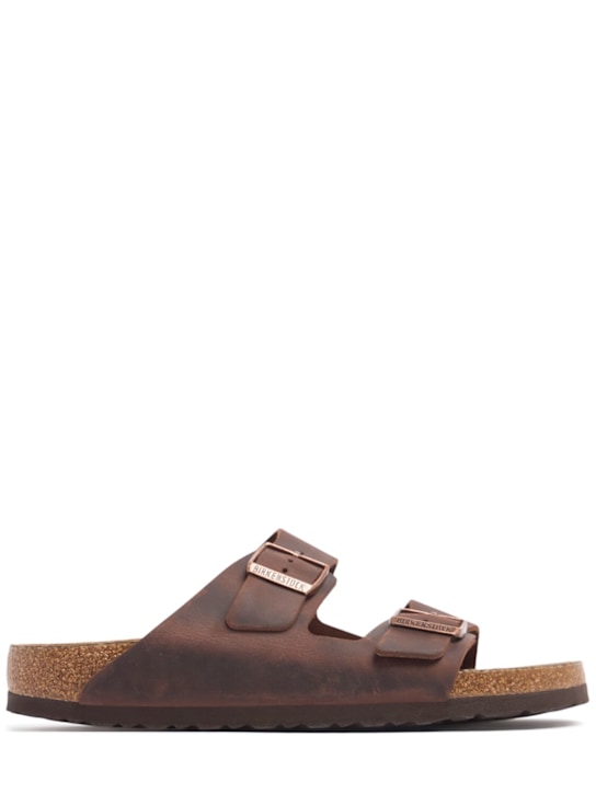 BIRKENSTOCK: Arizona SFB oiled leather sandals - Habana - men_0 | Luisa Via Roma