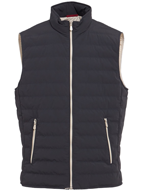 Brunello Cucinelli: Daunenweste aus Nylonmischung - Dunkelblau - men_0 | Luisa Via Roma