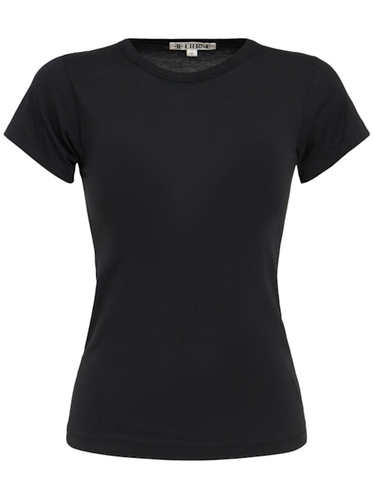 Éterne: Fitted short sleeve cotton blend t-shirt - Black - women_0 | Luisa Via Roma