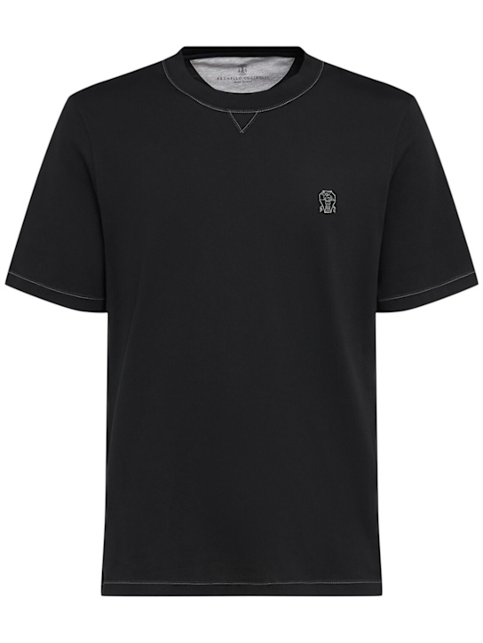 Brunello Cucinelli: T-Shirt aus Baumwolle „Brunello Cucinelli“ - men_0 | Luisa Via Roma