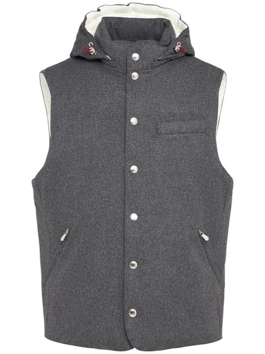 Brunello Cucinelli: Wool down vest - Grey - men_0 | Luisa Via Roma