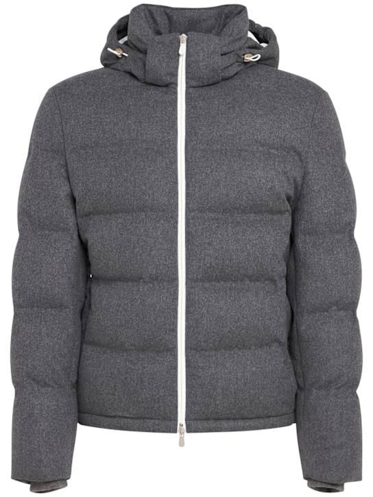 Brunello Cucinelli: Wool & cashmere down jacket - Grey - men_0 | Luisa Via Roma