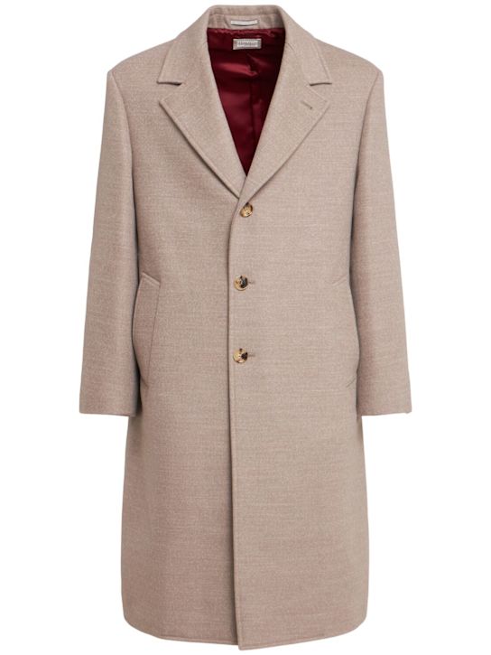 Brunello Cucinelli: Single breast wool coat - Corteccia - men_0 | Luisa Via Roma