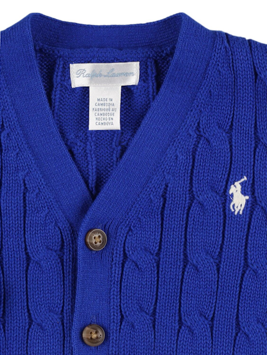 Polo Ralph Lauren: Cardigan in cotone a trecce con logo - kids-boys_1 | Luisa Via Roma