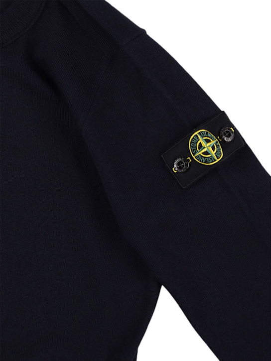 Stone Island Junior: Wool knit turtleneck sweater - ネイビー - kids-boys_1 | Luisa Via Roma