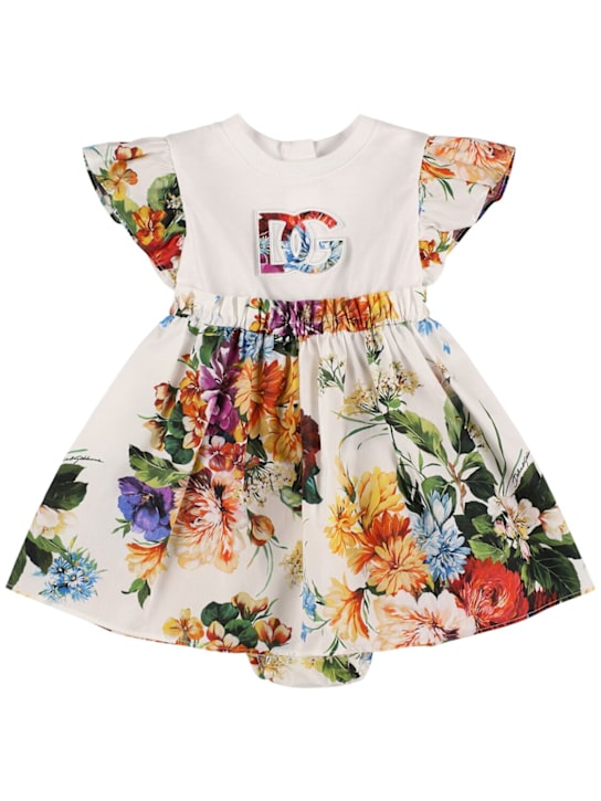 Dolce&Gabbana: Printed cotton poplin dress - マルチカラー - kids-girls_0 | Luisa Via Roma