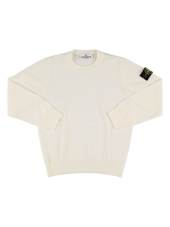 Stone Island Junior: Wool knit turtleneck sweater - ナチュラル - kids-boys_0 | Luisa Via Roma